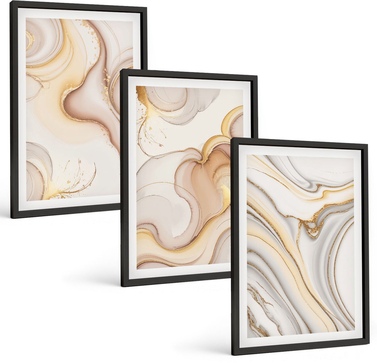 Coloray 3-Delige Schilderij Set - Lineaire Abstracte Motieven, Stijlvolle Decoratie - 40 x 60 cm - Wanddecoratie - Moderne Interieurdecoratie