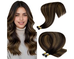Hetto extension Nanoring Balayage Donkerbruin met Chiaro 50cm 50g - ShopVlot