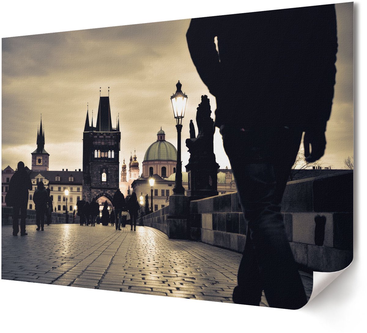 Coloray Polycanvas Poster - Regenboogstrepen, Oranje - A4 - Bruin Wandposter - Rechthoek - Muurdecoratie - Woonkamer - Rustiek