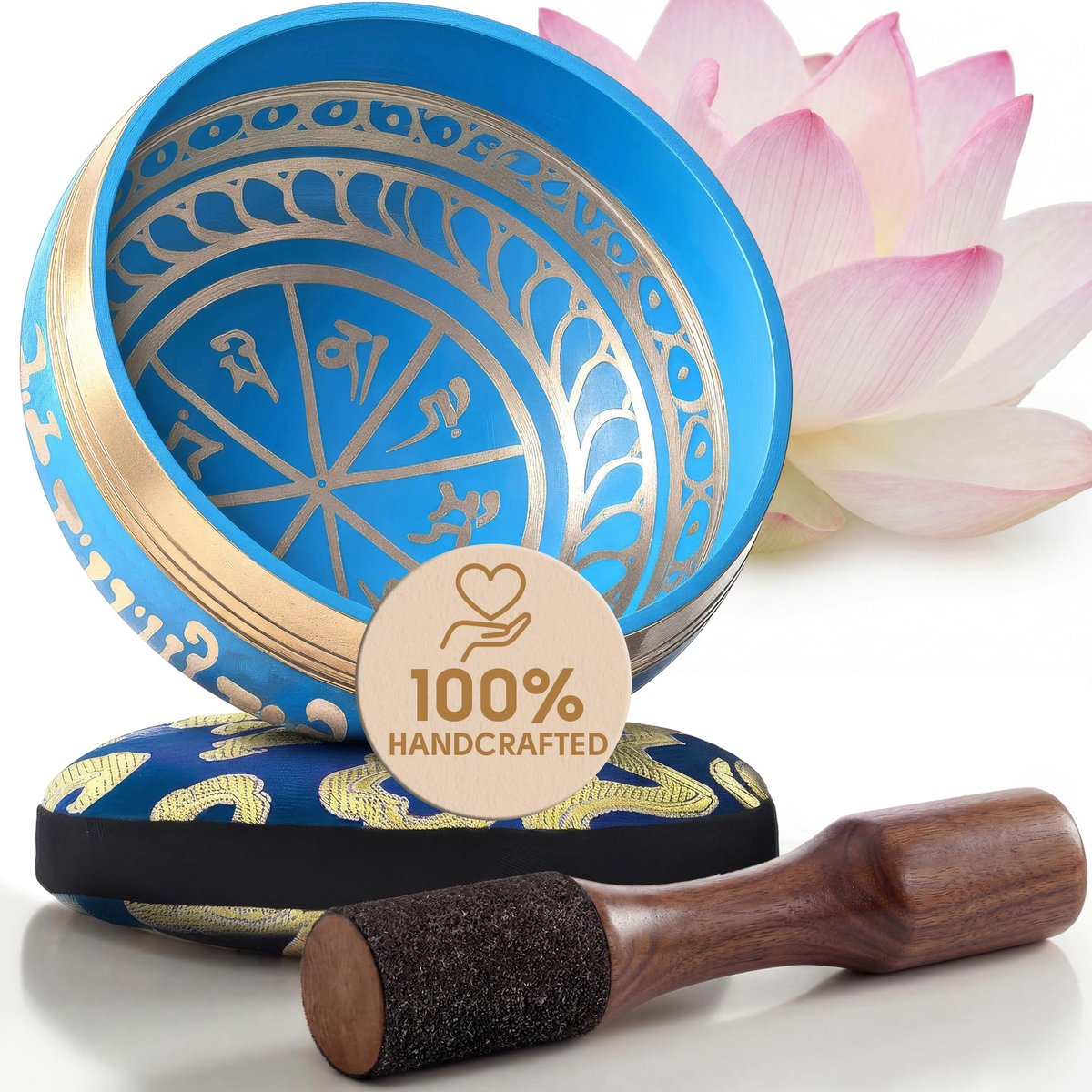 Silent Mind ~ Tibetaanse klankschaal set ~ Met dubbelzijdige hamer en zijden kussentje ~ bevordert harmonie, chakra - ShopVlot