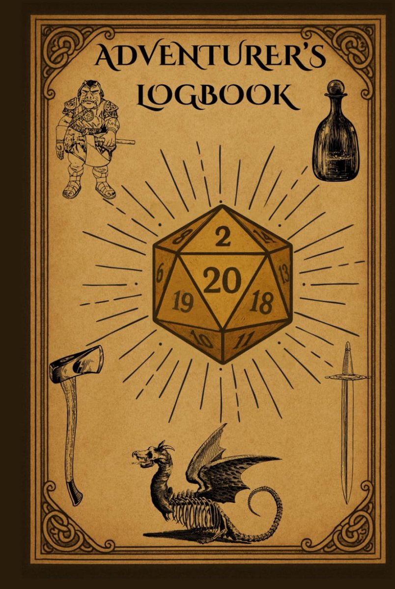 Adventurers Logbook Hardcover - A5 DnD Notebook Multipurpose - For Campaign Roleplaying Games And More - ShopVlot