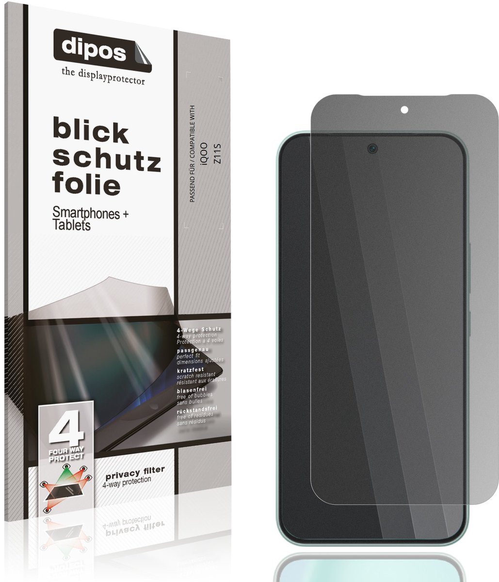 dipos – Matte Privacy Screenprotector geschikt voor iQOO Z11S | Anti-Spy Beschermfolie