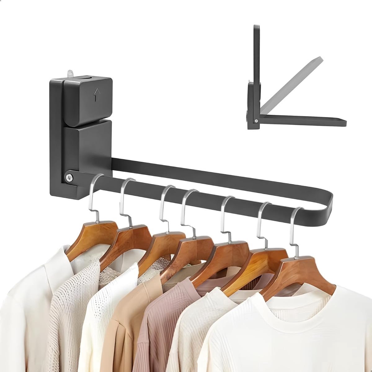 Opvouwbare Zuignap Hanger - 6.5×10.7×22.5cm - Zonder Boren Installatie - Opvouwbaar & Dubbele Stang - Ruimtebesparend - Voor Badkamer & Huis