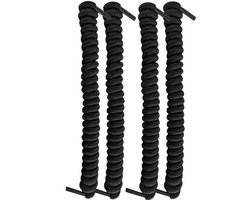FootMatters No Tye Shoelaces Elastic Curly Stretchy For Kids and Adults - One Size Fits All (Black - 2 Pairs) - ShopVlot