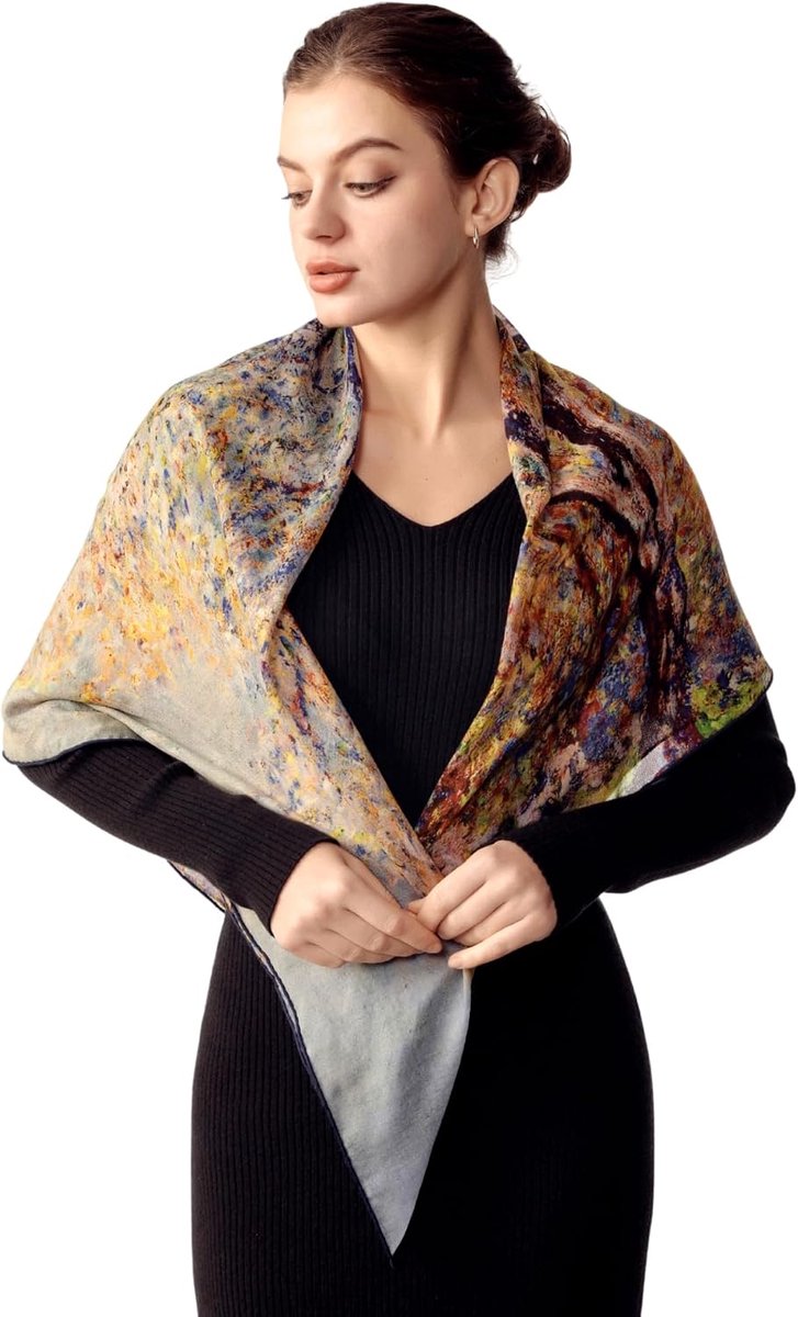 Kasjmier Pashmina 90x90 cm - Vierkant Artistiek Design - Ultralicht