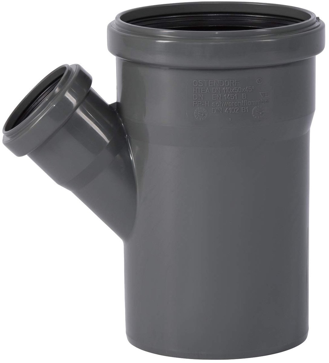 Ostendorf DN110 45° HTsafe HT aftak, grijs - ShopVlot