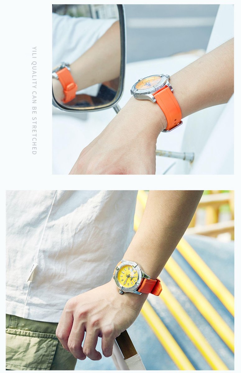 Niziruoup Horlogebanden FKM Rubberen Quick Release Fluororubber Band 19mm 20mm 21mm 22mm Zachte Duurzame Universele - ShopVlot
