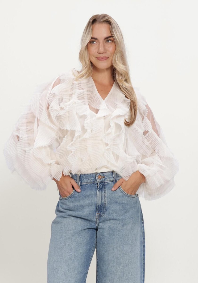DANTE6 Dante6-phora Tulle Ruffled Top Dames - Topjes - Gebroken wit - Maat 42