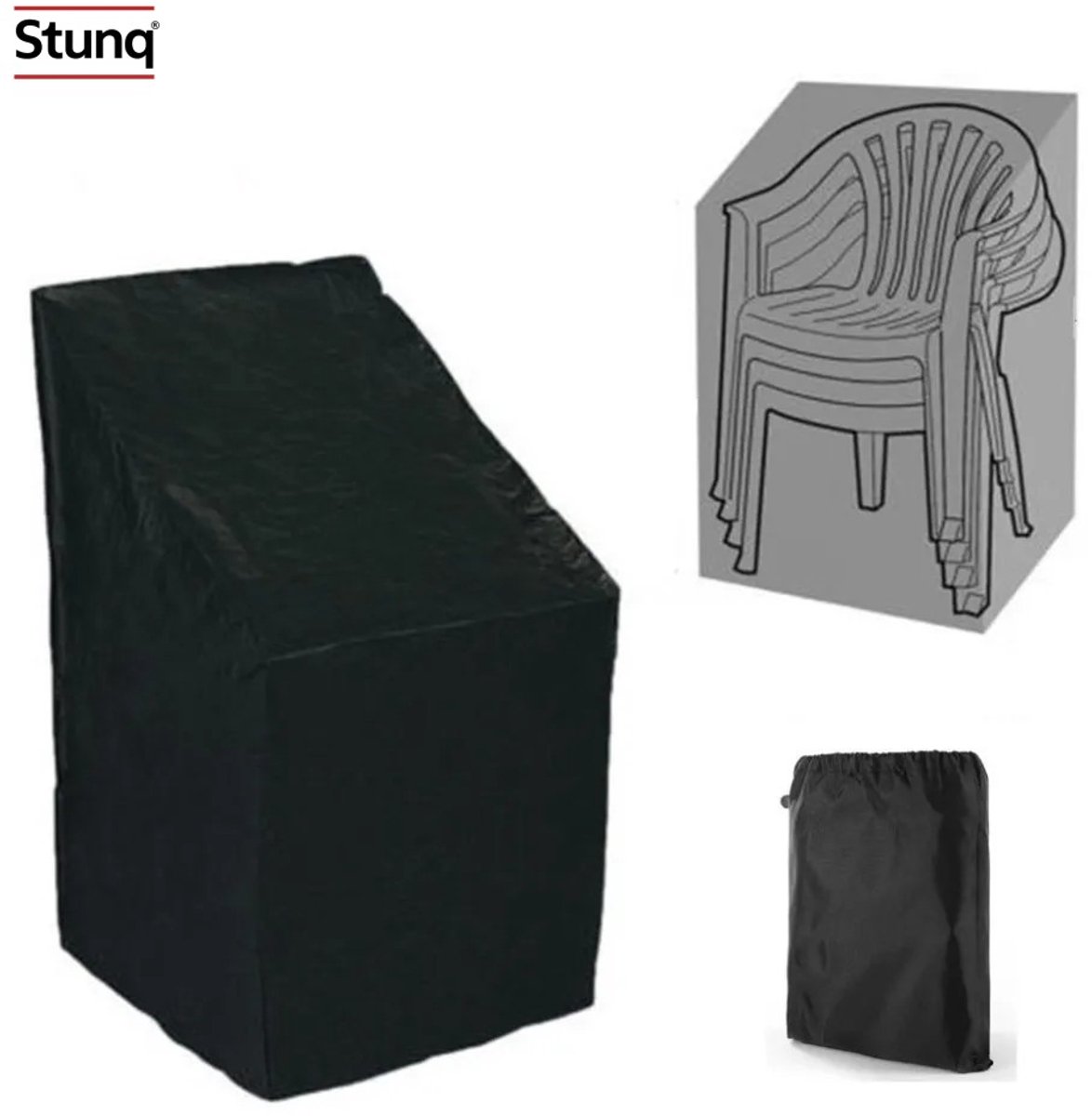 Stunq Tuinstoel stofkap met opbergtas – waterdicht zwart