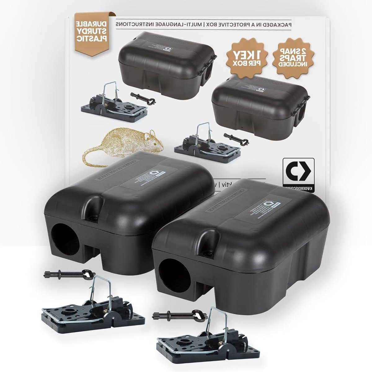 Ongediertebestrijding Set - Val Set - Schade Voorkomen - Kind- en diervriendelijk - 2 Stuks - Zwart
