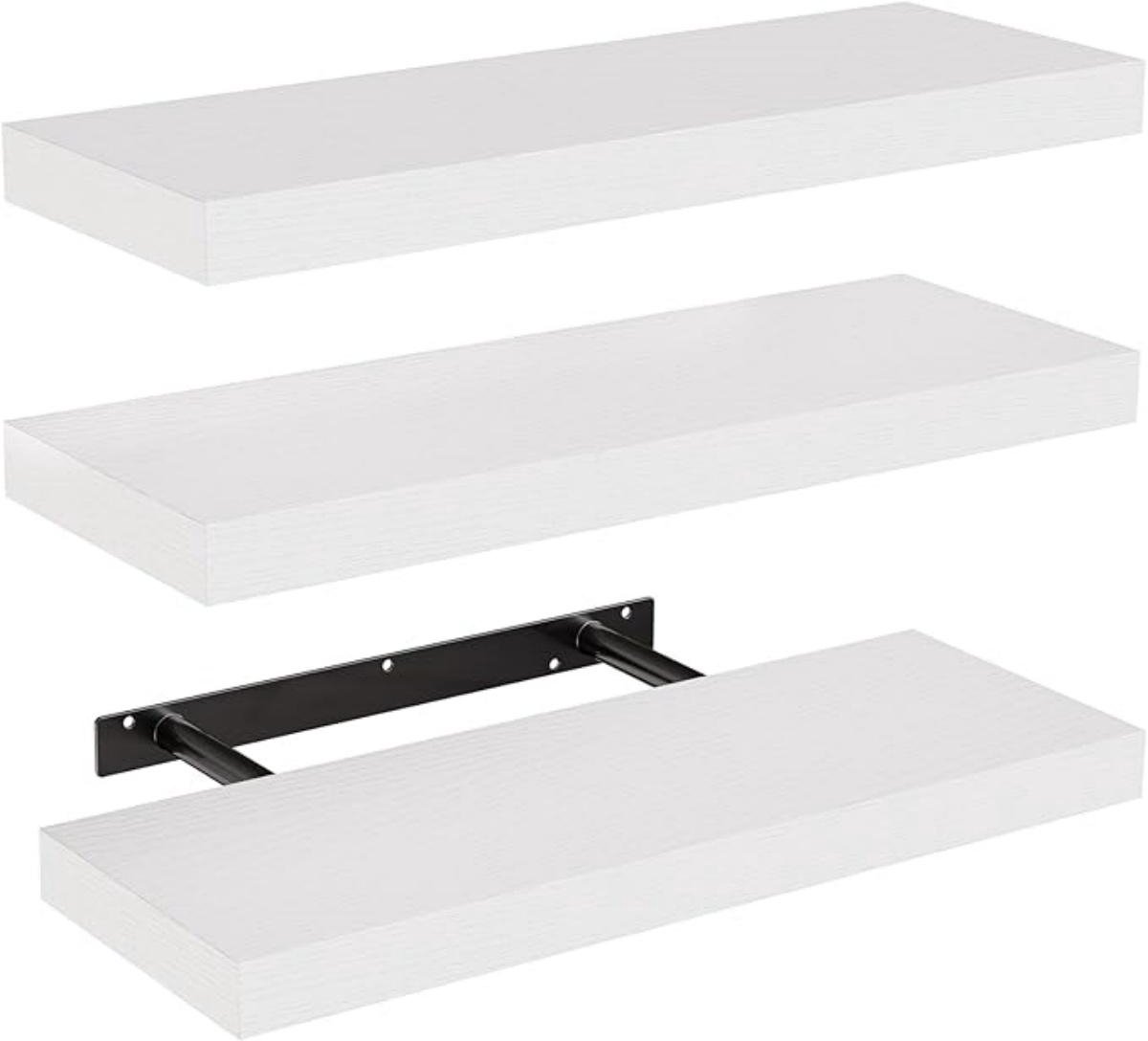 SSTRWGOOD 3 Stuks Zwevende Planken - Moderne Wandplanken - 40x15x1.5cm - Esthetisch Houten Regal - Geschikt voor Slaapkamer, Keuken, Kantoor en Woonkamer - Hout