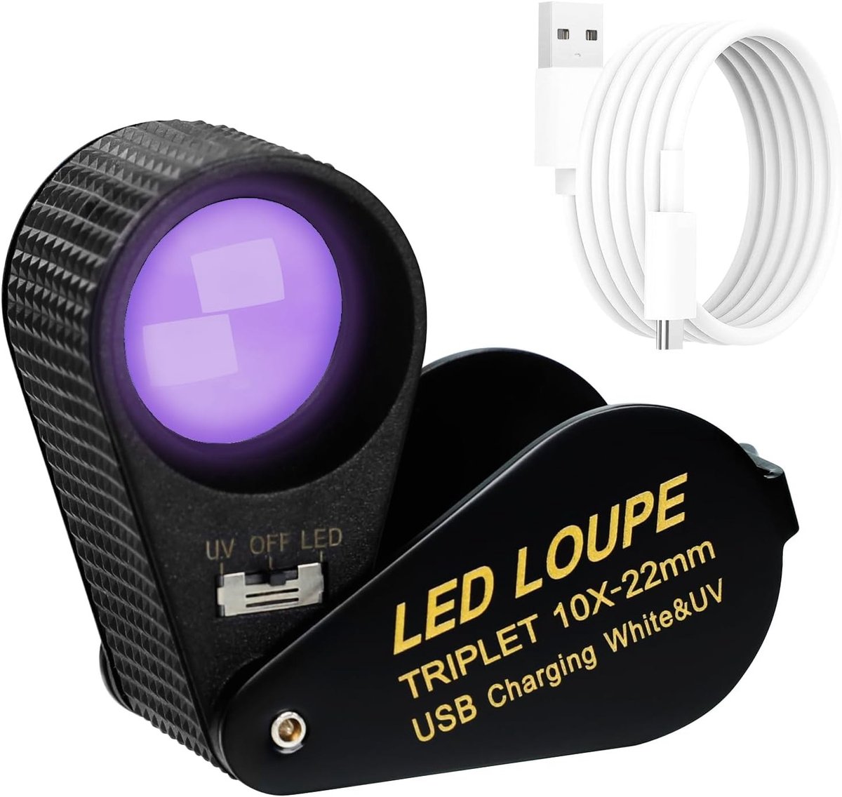Juweliersloep - Zwart - 22 mm - Opvouwbare LED-loep met 10x Vergroting - Voor Sieraden en Horlogereparatie