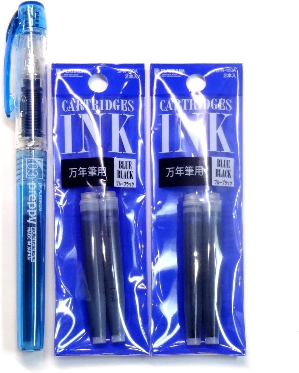 Vulpen fijne penpunt - blauw zwart - inclusief inktcartridges - voor soepel schrijven - ShopVlot