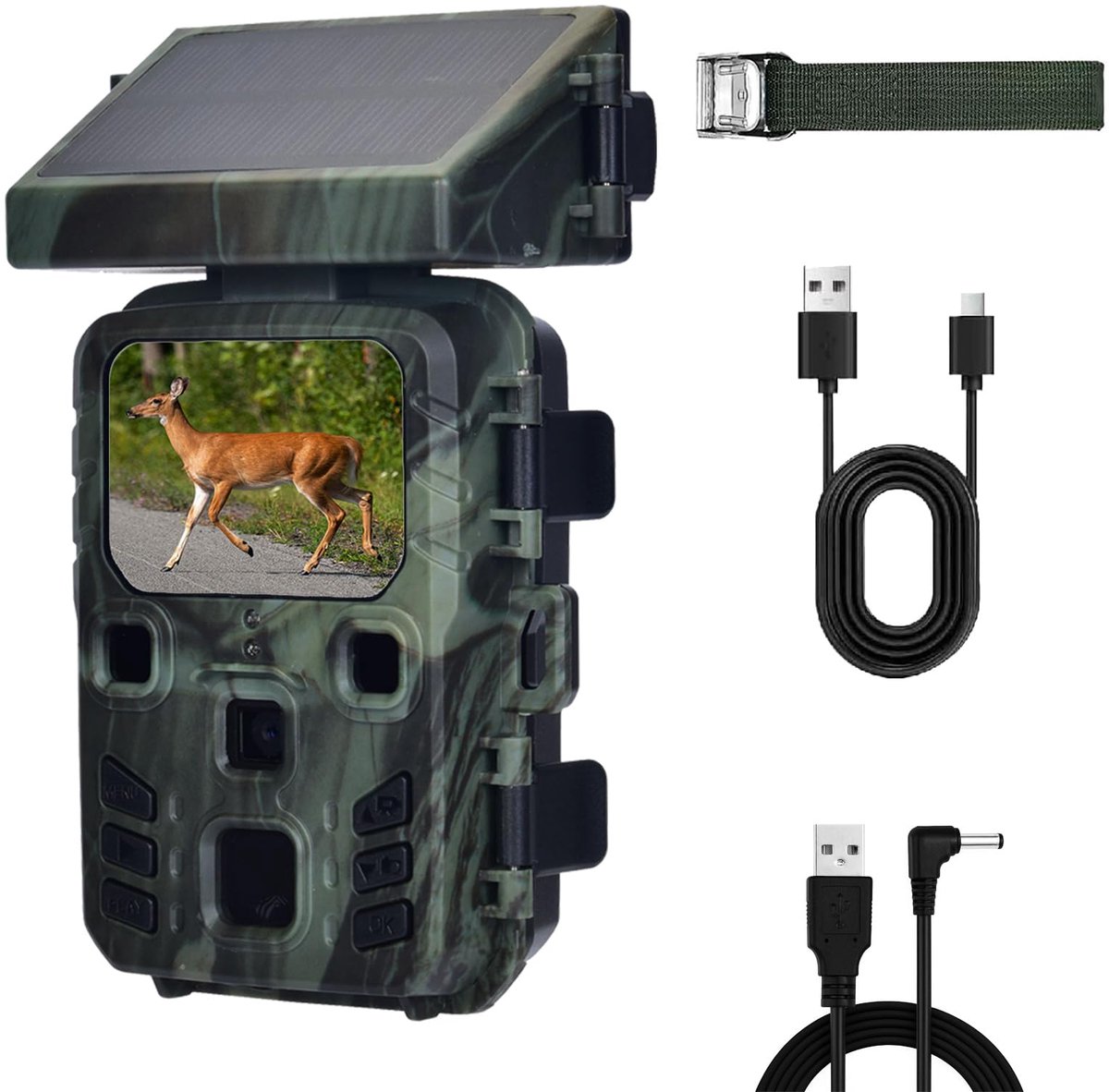 FunKind Jachtcamera op zonne-energie, 4K 50 MP nachtcamera met 2200 mAh batterij, 850 nm IR-led, waterdicht IP66, voor - ShopVlot