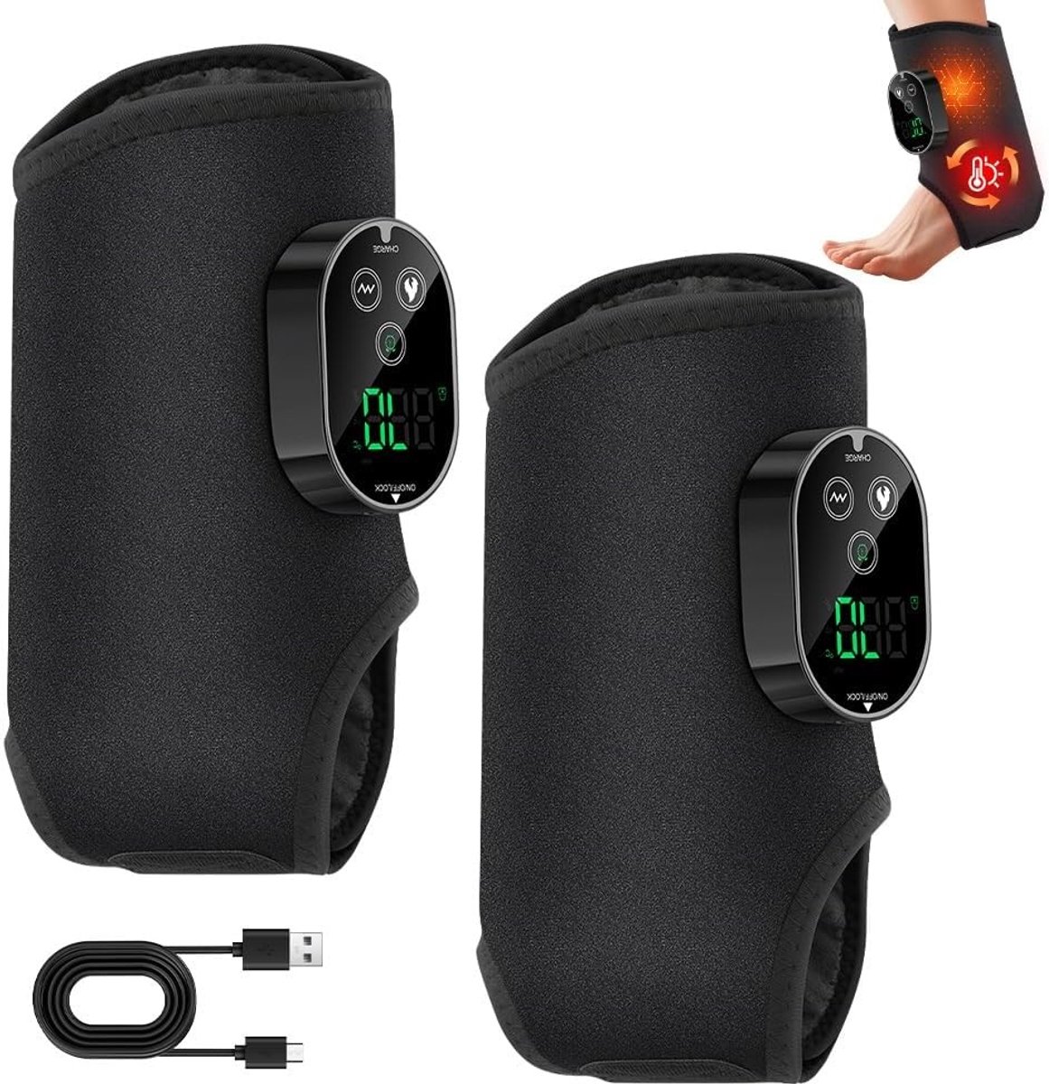 3-in-1 voetmassageapparaat met 3 modi en 6 warmtestanden, elektrisch en draagbaar voor enkels, hielen en zolen, ideaal voor ontspanning en pijnverlichting