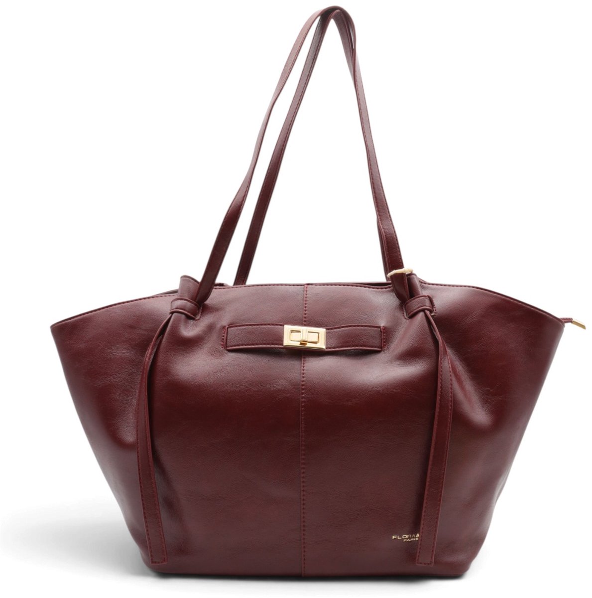 Flora&Co - SOLENE - vintage look - grote handtas/tote bag - bordeaux - geschikt voor A4 - ideaal voor school- of werktas