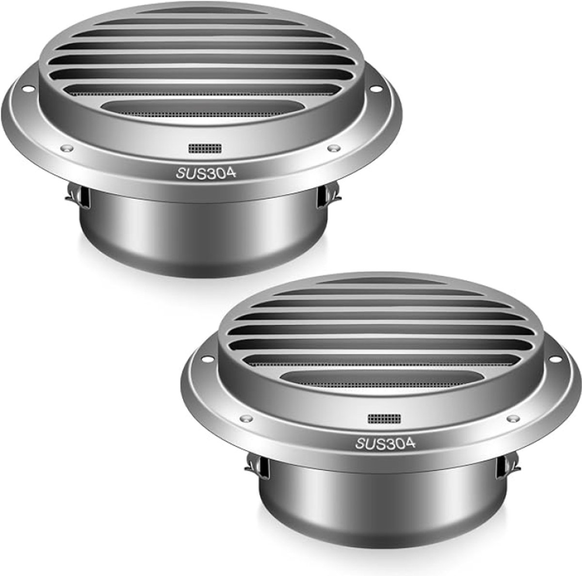 RVS Ventilatierooster 150 mm Rond met Lamellen en Insectenrooster, Buitendiameter 214 mm