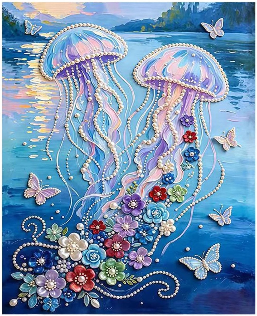 Casalora® Diepzee Parel Diamond Painting – DIY 3D Oceaan Kunstwerk – Speciale Vorm Parels en Diamantjes op Canvas – Creatieve Hobby voor Volwassenen en Beginners – Oceaan Wanddecoratie – 30 × 40 cm
