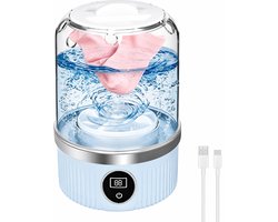 Mini Wasmachine - Draagbare Wasmachine - Camping Wasmachine - Draadloos & USB Oplaadbaar - LED Display & Touch - Geschikt voor Sokken, Ondergoed, Babykleding, Camper & Reis - Lichtblauw