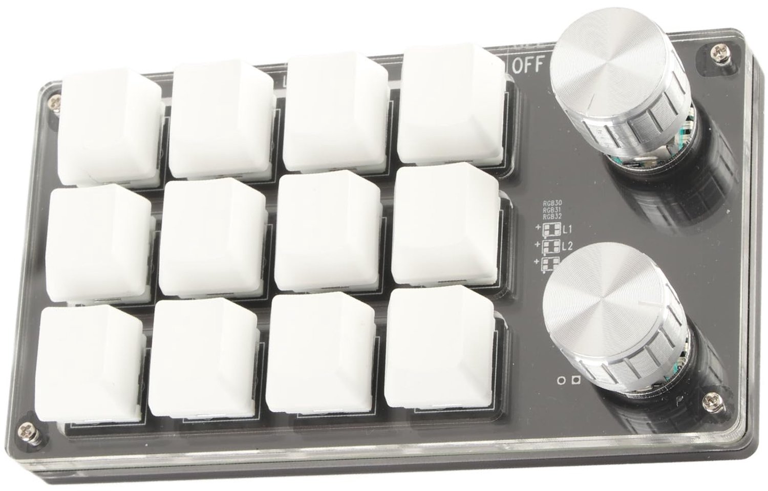 Mechanisch Toetsenbord RGB - Mini 12 Toetsen - Programmeerbaar - Acryl - Draadloos - Tot 50 miljoen levensduur toetsen - Afmetingen 132 x 77 x 38 mm - Gaming Toetsenbord