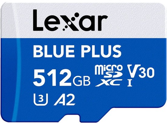 Lexar 512GB Micro SD Blue Plus UHS-I V30 170MB/s geheugenkaart