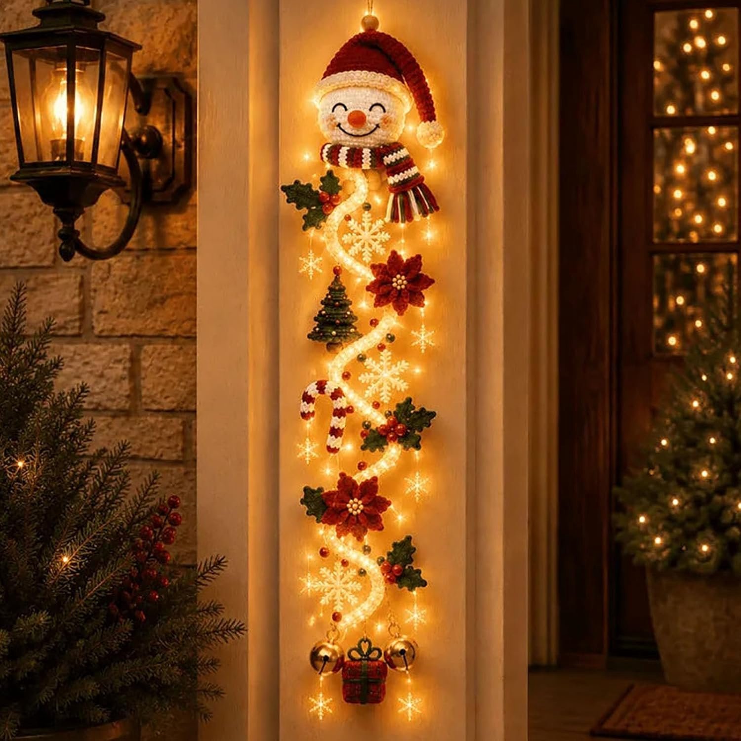 Verlichte Kerstdeurhanger - Kerstdeurhanger - Kerstversiering Wandlamp - Kerst Wandlamp - DIY Kerstdecoratie voor aan de Muur - Kerst Wanddecoratie - Geschikt voor muren, deuren, ramen en balkons - Geschikt voor binnen en buiten - Sneeuwman-ontwerp