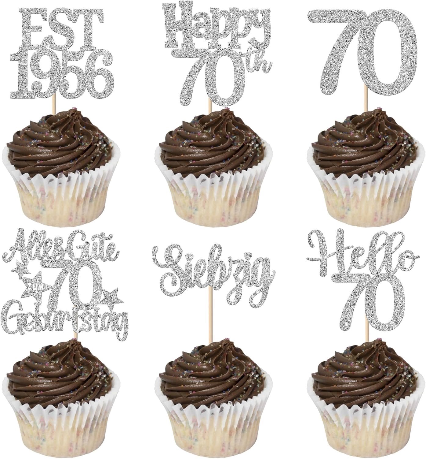 24 Cupcake Toppers 70e Verjaardag