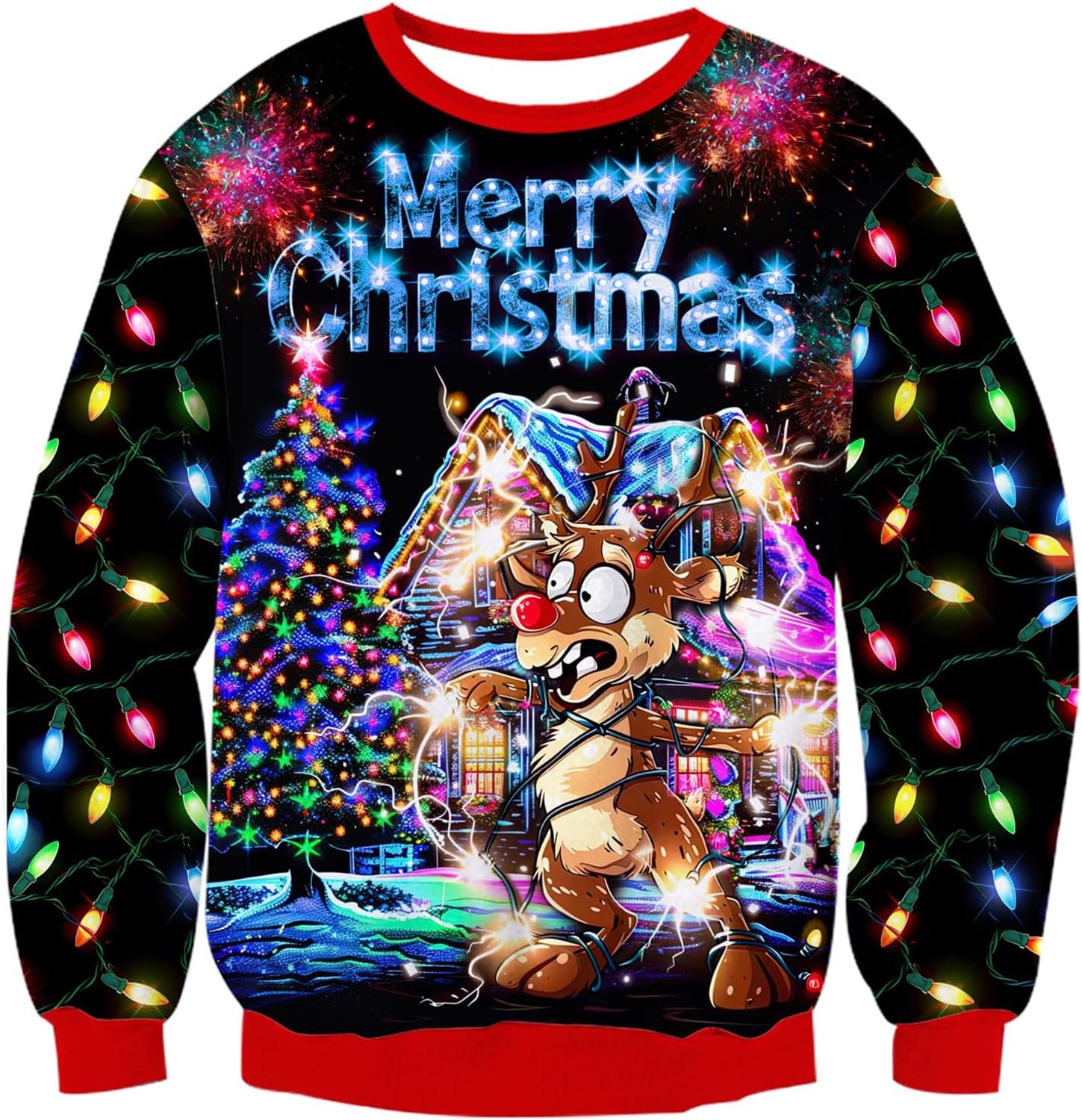 Kersttrui met lange mouwen 3D-print S-3XL