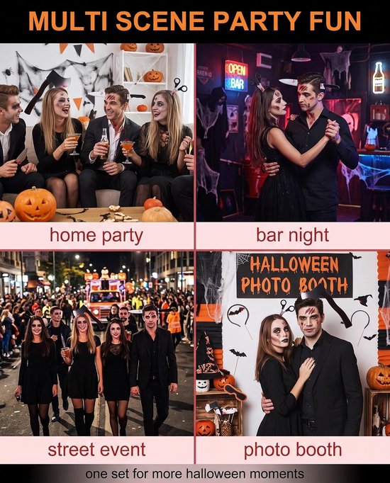 Halloween-haarband set van 3 - lichte kunststof - schaar, mes en bijl - compleet je kostuum - ServiceTopper — afbeelding 2