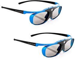 2 x DLP Pro, DLP Link 3D-bril voor 3D-DLP-beamer van,,,,, (shutterbril, 96-144 Hz, oplaadbaar, 32 g, DLP Link, blauw)