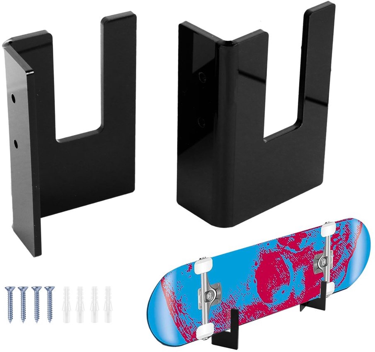 2 Stuks Acryl Skateboardhouders voor Muurmontage in Zwart