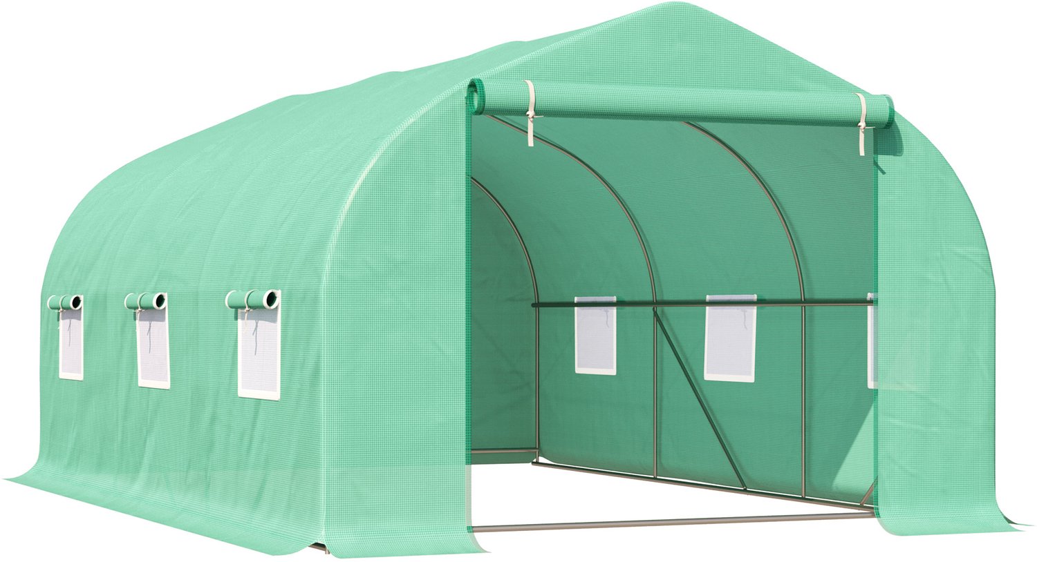 Tuinkas, metalen frame, kweekkas, plantenkas, plantenkas voor buiten, broeikas en tuinserre, stabiel en duurzaam, praktisch en decoratief, geschikt voor tuin, binnenplaats en balkon, voor groenten en planten, 450×300×205 cm, groen – foto 2