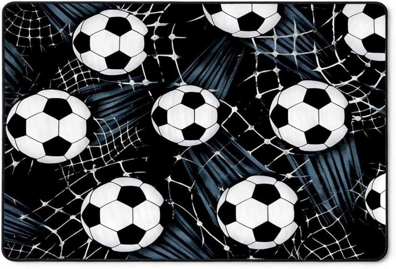 Levo® Voetbal Vloerkleed Voetbal Tapijt voor Jongens Slaapkamer 3D Antislip Zwart Vloerkleed Voetbal Spel Tapijt Wasbaar Tapijt Huisdecoratie- zwart - 30 cm x 20 cm x 1 cm