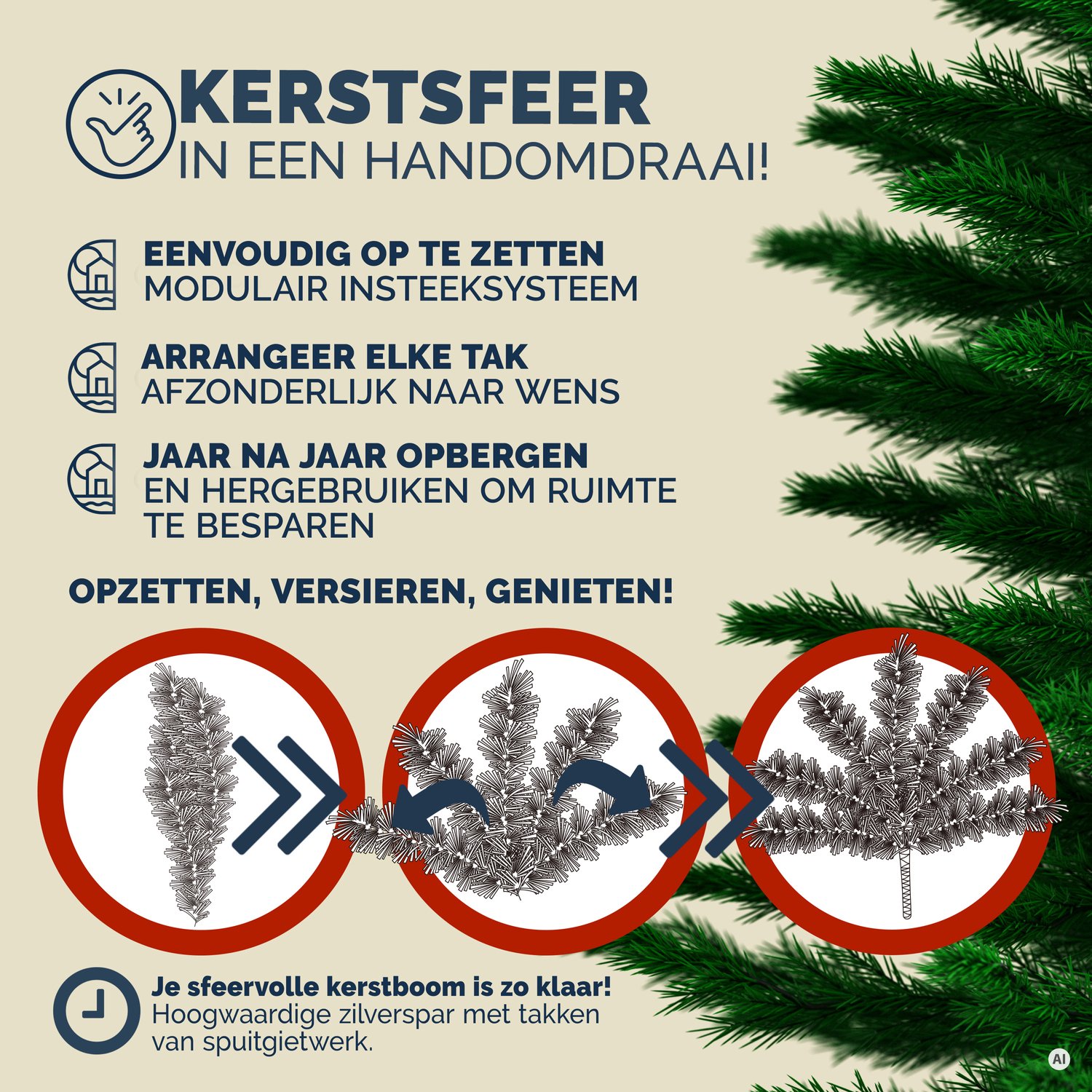 Casaria Kunstkerstboom - Metalen Voet 780 Takpunten 180cm - Groen – foto 2