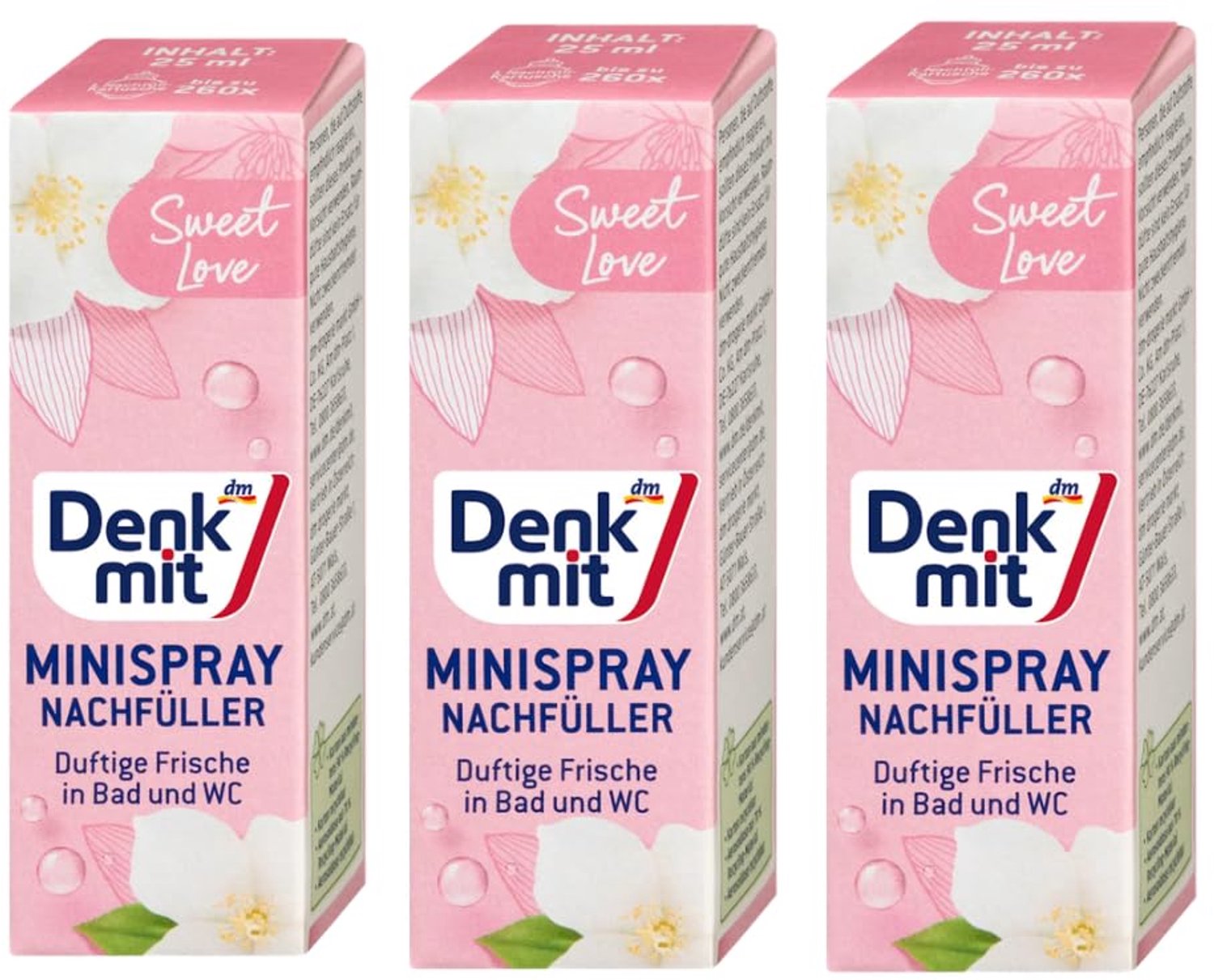 3-delige Set Luchtverfrisser Minispray Sweet Love met Siliconen Spons