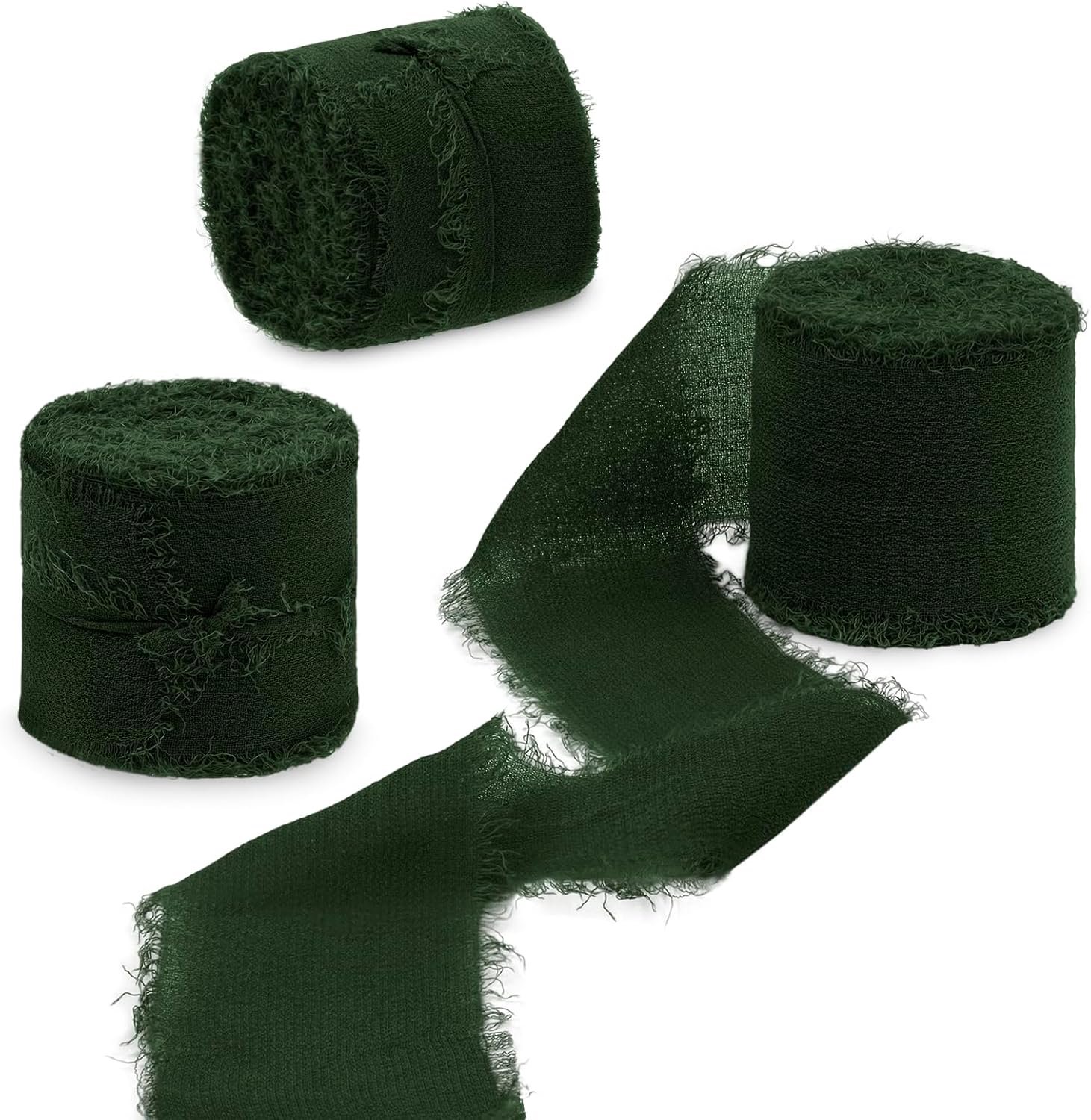 Lint 3 rollen, donkergroen 4 cm x 15 m