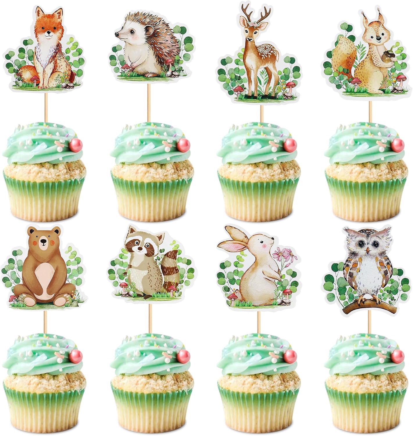24 Stuks Dieren Taartdecoratie