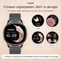 Keuze uit diverse wijzerplaten met thema's zoals vlinders, rozen en bloemen voor de zwarte smartwatch.