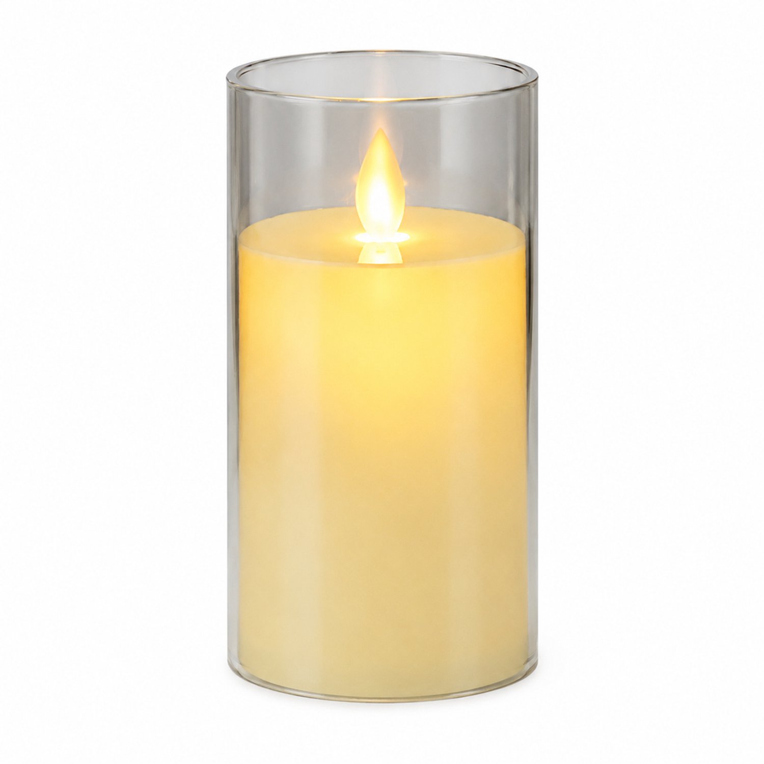 SWGOTA led kaarsen - Ivoorkleurige kaars met bewegende vlam, 7,8 x 15 cm, warm licht en transparante kap