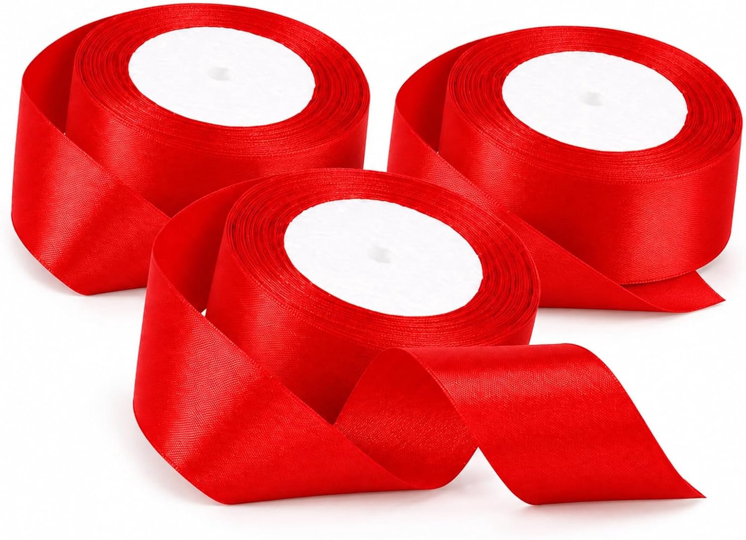 3 Rollen rood satijnen lint, breed cadeau lint