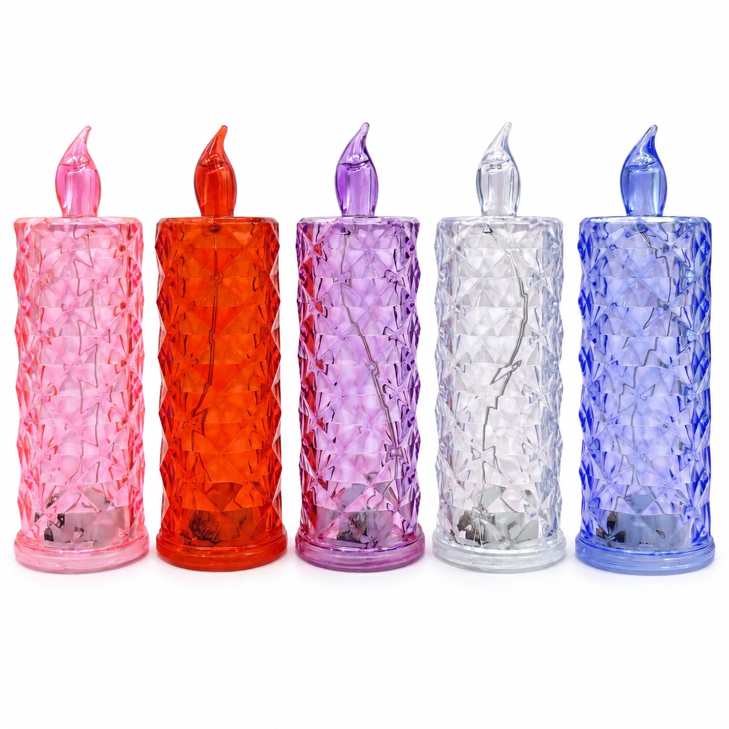 SWGOTA Led kaarsen - blauwe elektronische rozenkaars, 5,3 x 15,5 cm, klein model zonder voet, voor slaapkamerdecoratie, in kleurdoos