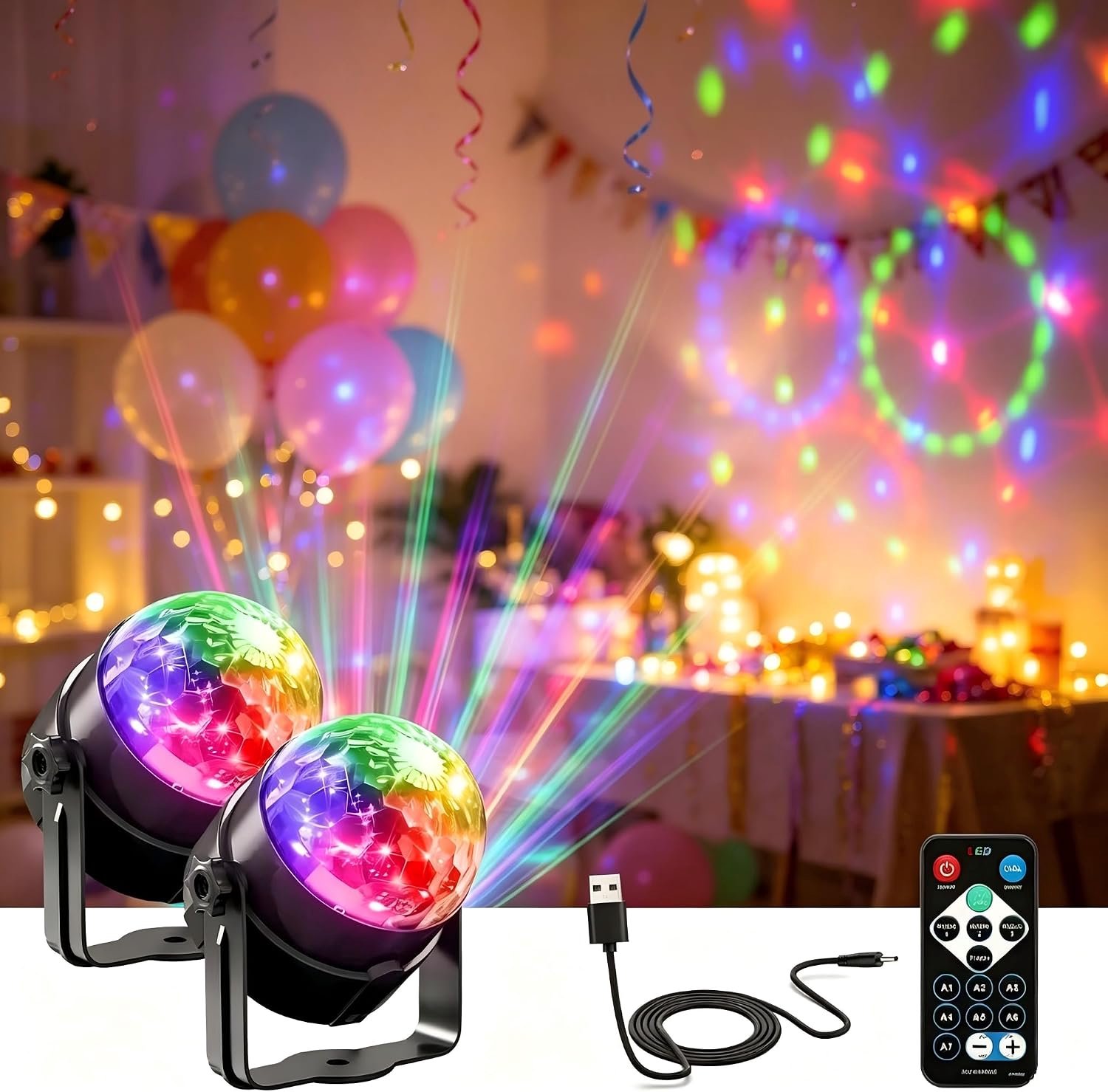 2-delige discolichtset met afstandsbediening, RGB-stroboscoop, decoratie voor feestjes