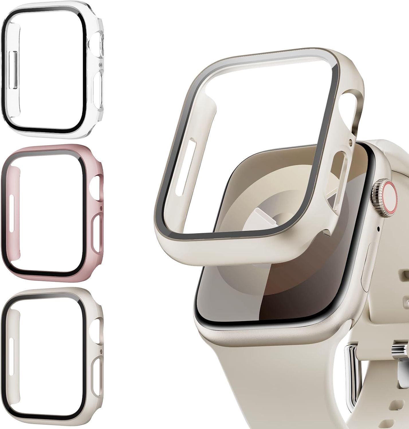 3-delige hoes met beschermfolie voor Apple Watch 45mm
