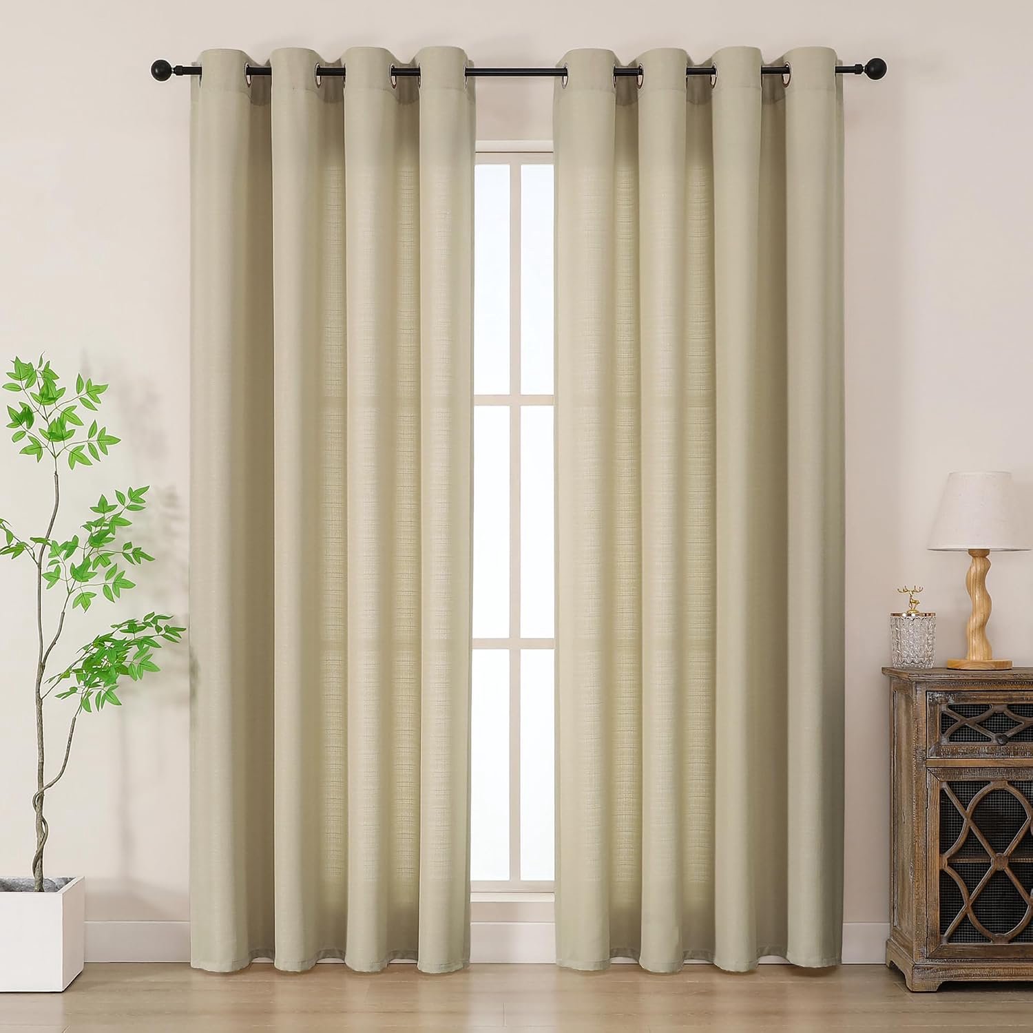 Gordijnen met ringen, halfdoorzichtig, 2-delig set, 200x140 cm