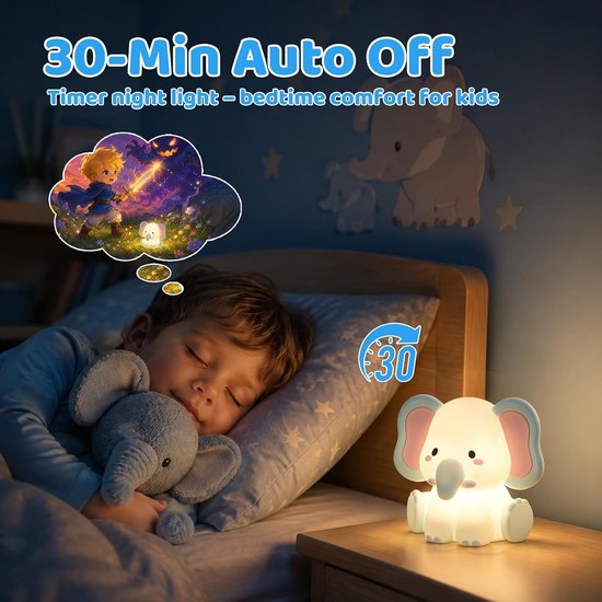 Oplaadbaar nachtlampje kinderen - Nachtlampje Kinderen - Nachtlampje Stopcontact met Bewegingssensor - Touchbediening - Wake-up Light - Kinder nachtlampje - Draadloos - Nachtlampje baby – Bedlampje - Nachtlampje voor het slapengaan — afbeelding 4
