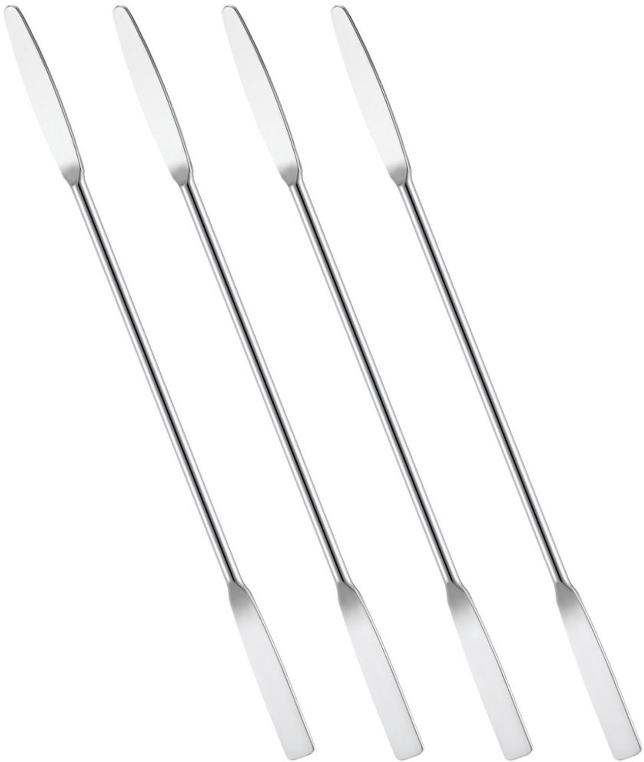Laboratoriumspatel 15 cm - Roestvrij Staal - Set van 4 - Dubbele Uiteinden - Ideaal voor Cosmetica en Keuken - Nauwkeurig Werken - Spatel
