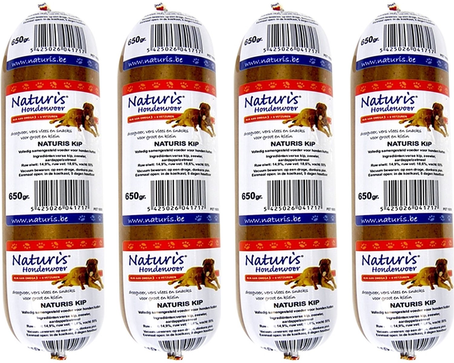 Naturis Houdbaar Kip - Versvlees Hond Voeding met Zeewier - 4 stuks - Multipack