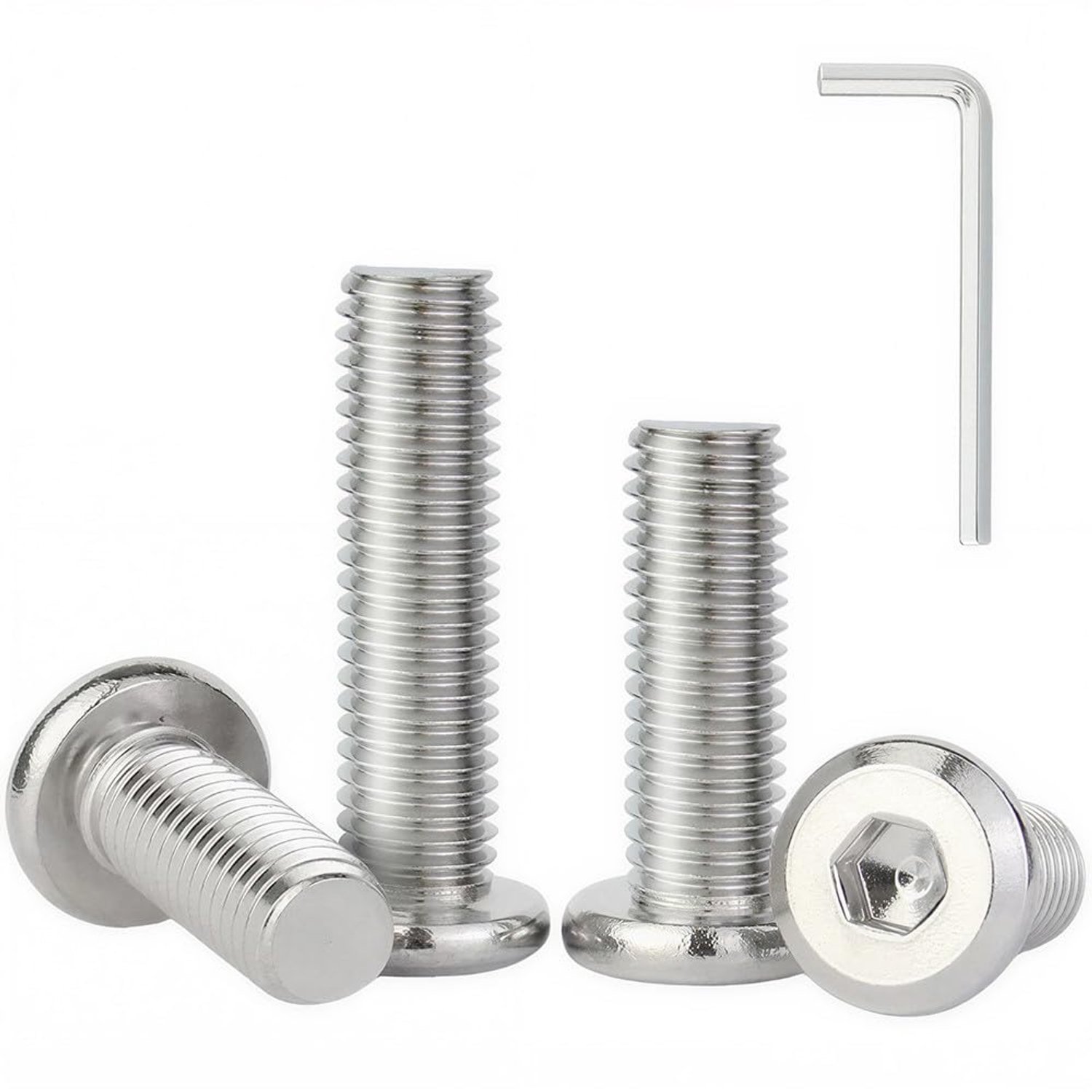 Platte zeskantbouten M6 x 16mm - roestvrij staal - met inbus - hoge corrosieweerstand - 10 stuks - m-winkel