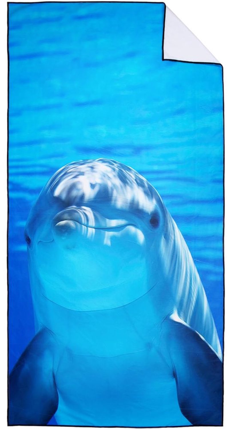 Sneldrogende Strandhanddoek, Groot 90 x 180 cm, Dolfijnenprint