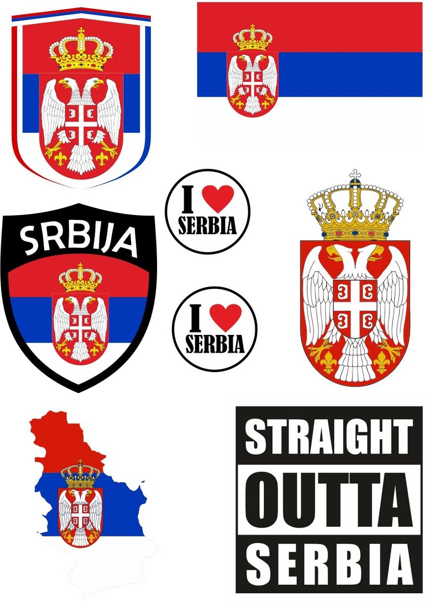 Set van 8 stickers met Servische motieven - Vinyl voor auto en motor